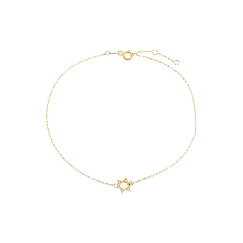 Solid Star Of David Pendant Anklet 14K by By Adina Eden