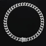 14mm Curb Cuban Link Chain in Silver White Gold Necklaces 
