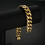 14mm Miami Cuban Link Bracelet 14K Gold Plated 