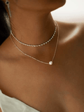 Faux Pearl Pendant Rhinestone Choker Necklace 2pcs by Fashion Hut Jewelry