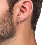 15mm 925 Sterling Silver Diamond Round Hoop Earrings in 14K Gold Earrings 
