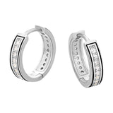 15mm 925 Sterling Silver Diamond Round Hoop Earrings in White Gold by Bling Proud | Urban Jewelry Online Store