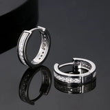 15mm 925 Sterling Silver Diamond Round Hoop Earrings in White Gold Earrings 