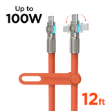 HyperGear Chunky180° 100W USB-C to USB-C Rugged Fast Charge Cable 12ft