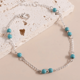 Simple & Sexy Silver & Turquoise Beaded Anklet by Fashion Hut Jewelry
