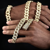 16mm Iced Out Baguette Cut Cuban Choker Chain in 14K Gold 
