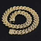 16mm Iced Out Baguette Cut Cuban Choker Chain in 14K Gold 