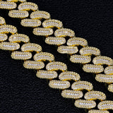 16mm Iced Out Baguette Cut Mens Cuban Link Bracelet in 14K Gold 