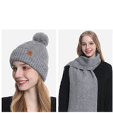 SnugEase Knit PomPom Beanie, Scarf & Gloves Set