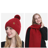 SnugEase Knit PomPom Beanie, Scarf & Gloves Set