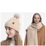 SnugEase Knit PomPom Beanie, Scarf & Gloves Set