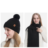 SnugEase Knit PomPom Beanie, Scarf & Gloves Set