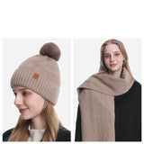 SnugEase Knit PomPom Beanie, Scarf & Gloves Set