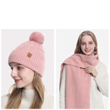 SnugEase Knit PomPom Beanie, Scarf & Gloves Set