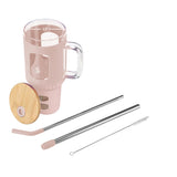 Sip Easy Time-Marked Glass Tumblers With Silicone Sleeves and Bamboo Lids