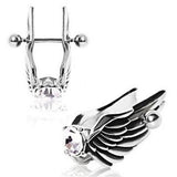 Angel Wings Cartilage Earring - Feathered Angel Wings w/ Gem Cartilage Piercing by Fashion Hut Jewelry