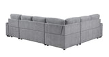 Nyhan - Upholstered Corner Sectional With Pull Out Loveseat And Storaged Chaise - Light Gray by Couch.com