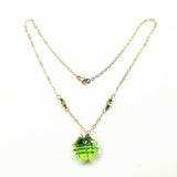 14 K Gold Filled Light Green Crystal Clover Necklace by Alexa Martha Designs