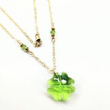 14 K Gold Filled Light Green Crystal Clover Necklace by Alexa Martha Designs