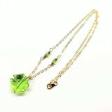 14 K Gold Filled Light Green Crystal Clover Necklace by Alexa Martha Designs