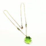 14 K Gold Filled Light Green Crystal Clover Necklace by Alexa Martha Designs
