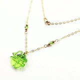 14 K Gold Filled Light Green Crystal Clover Necklace by Alexa Martha Designs