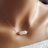 14K Rose Gold Swarovski Crystal Barrel Necklace Handmade- Super Sparkly by Alexa Martha Designs