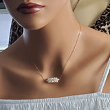 14K Rose Gold Swarovski Crystal Barrel Necklace Handmade- Super Sparkly by Alexa Martha Designs