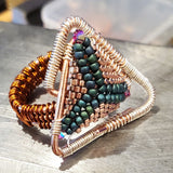 Abstract Asymmetric Triangle Copper Silver Beaded Ring by Alexa Martha Designs