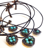 Copper Robin Nest Necklace with Up To 5 Beads by Alexa Martha Designs
