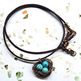 Copper Robin Nest Necklace with Up To 5 Beads by Alexa Martha Designs
