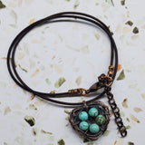 Copper Robin Nest Necklace with Up To 5 Beads by Alexa Martha Designs
