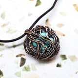 Copper Robin Nest Necklace with Up To 5 Beads by Alexa Martha Designs
