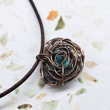 Copper Robin Nest Necklace with Up To 5 Beads by Alexa Martha Designs