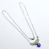 Silver Wire Sculpted Round Aqua Crystal Pendant Necklace by Alexa Martha Designs