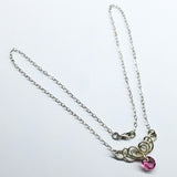 Silver Wire Sculpted Round Aqua Crystal Pendant Necklace by Alexa Martha Designs