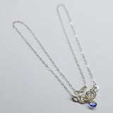 Silver Wire Sculpted Round Aqua Crystal Pendant Necklace by Alexa Martha Designs