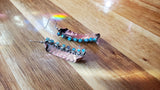 Blue Green Hammered Copper Bar  Crystal Earrings by Alexa Martha Designs