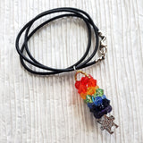 Pillar of Rainbow Crystals  Necklace for Autism Awareness by Alexa Martha Designs