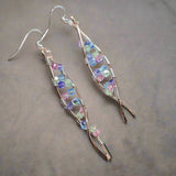 DNA Strand Double Helix Long Crystal Earrings by Alexa Martha Designs