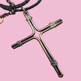 Handmade Copper and Silver Wire Cross Necklace for men by Alexa Martha Designs