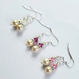 Silver Swarovski Crystal Pearl Stack Earrings in Various Colors by Alexa Martha Designs