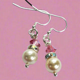 Silver Swarovski Crystal Pearl Stack Earrings in Various Colors by Alexa Martha Designs