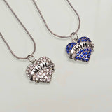 Love MOM Heart Shaped Pendant With Crystals and Chain