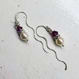 Ergonomic Crystal Pearl Wavy Ear Threaders by Alexa Martha Designs