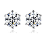 2.0/3.0 Carats VVS1 Moissanite 925 Sterling Silver Round Cut Earring Studs in White Gold Earrings 