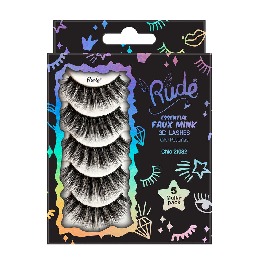 Rude Essential Faux Mink 3D Lashes 5 Multi-Pack - Chic