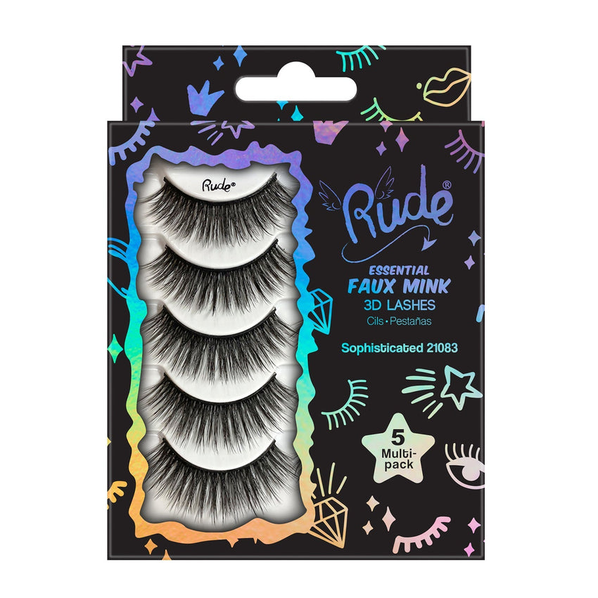 Rude Essential Faux Mink 3D Lashes 5 Multi-Pack - Sophisticated