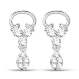 0.53 Carat Genuine White Diamond 14K White Gold Earrings (E-F Color, SI Clarity)