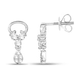 0.53 Carat Genuine White Diamond 14K White Gold Earrings (E-F Color, SI Clarity)